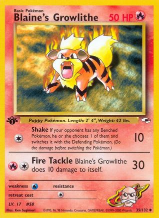 Blaine's Growlithe (35) (35) 035 - 1st Edition Gym Heroes - Uncommon