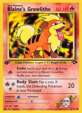 Blaine's Growlithe 062 - 1st Edition Gym Challenge - Common
