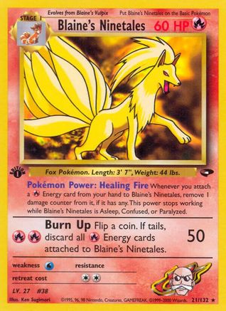 Blaine's Ninetales 021 - 1st Edition Gym Challenge - Rare
