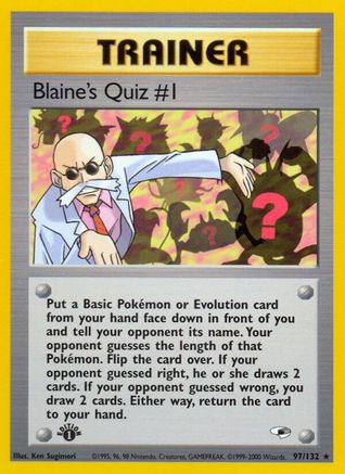 Blaine's Quiz #1 097 - 1st Edition Gym Heroes - Rare