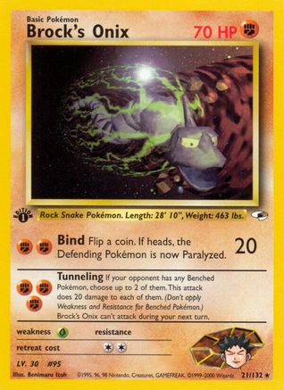 Brock's Onix (21) (21) 021 - 1st Edition Gym Heroes - Rare