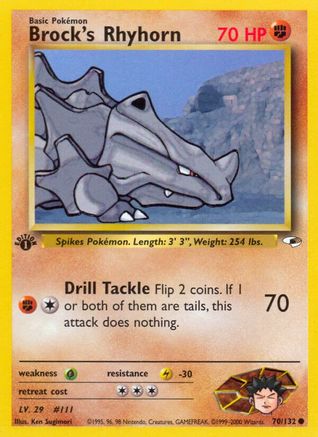 Brock's Rhyhorn (70) (70) 070 - 1st Edition Gym Heroes - Common