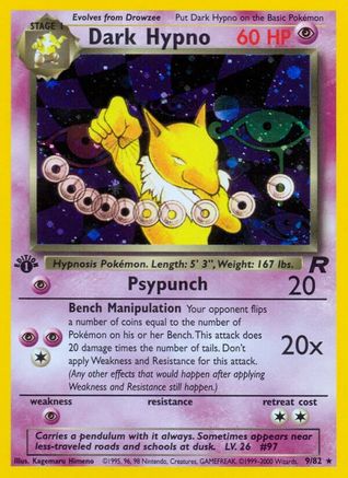 Dark Hypno (9) (9) 009 - 1st Edition Holofoil Team Rocket - Holo Rare
