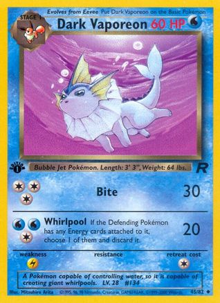 Dark Vaporeon 045 - 1st Edition Team Rocket - Uncommon