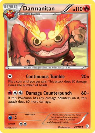 Darmanitan 028 - Reverse Holofoil Boundaries Crossed - Uncommon