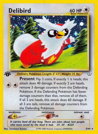 Delibird 005/64 - 1st Edition Holofoil Neo Revelation - Holo Rare