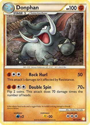 Donphan 040 - Reverse Holofoil HeartGold SoulSilver - Uncommon