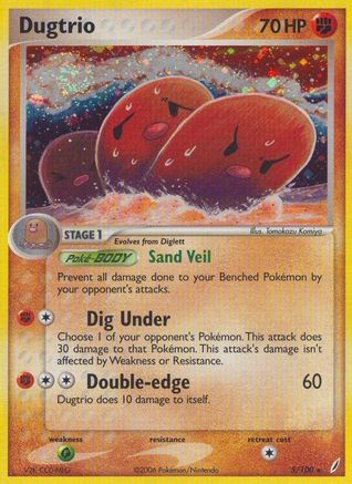 Dugtrio/100 - Reverse Holofoil Crystal Guardians - Holo Rare