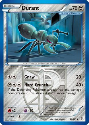 Durant (Team Plasma) (91) (Team Plasma) 091/135 - Reverse Holofoil Plasma Storm - Uncommon
