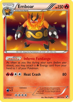 Emboar (20)/114 - Reverse Holofoil Black and White - Holo Rare