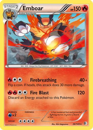 Emboar - Reverse Holofoil Boundaries Crossed - Holo Rare