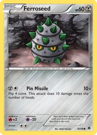 Ferroseed (70) - Reverse Holofoil Emerging Powers - Common