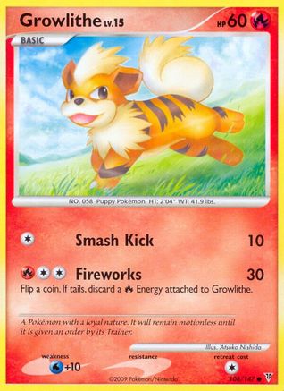 Growlithe 108 - Reverse Holofoil Supreme Victors - Common