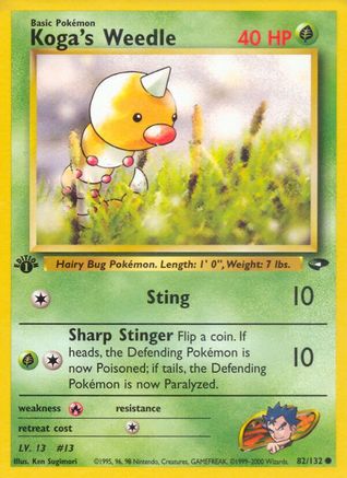 Koga's Weedle 082 - 1st Edition Gym Challenge - Common