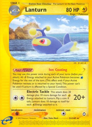 Lanturn (21) - Reverse Holofoil Aquapolis - Rare