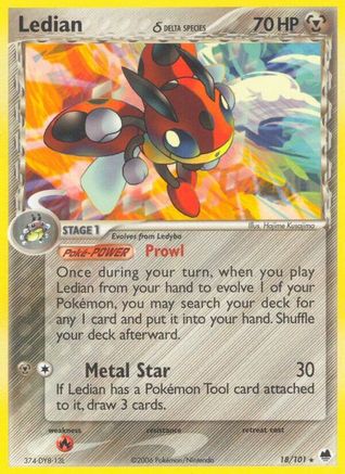 Ledian (Delta Species) 018/101 - Reverse Holofoil Dragon Frontiers - Rare