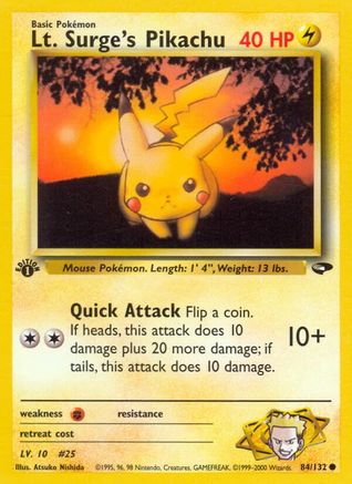 Lt. Surge's Pikachu 084 - 1st Edition Gym Challenge - Common