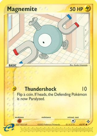 Magnemite - 63/97/97 - Reverse Holofoil Dragon - Common