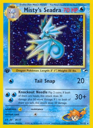 Misty's Seadra 009 - 1st Edition Holofoil Gym Heroes - Holo Rare