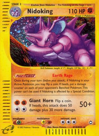 Nidoking (H18) - Holofoil Aquapolis - Holo Rare
