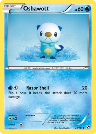 Oshawott (28) (28) 028 - Reverse Holofoil Black and White - Common