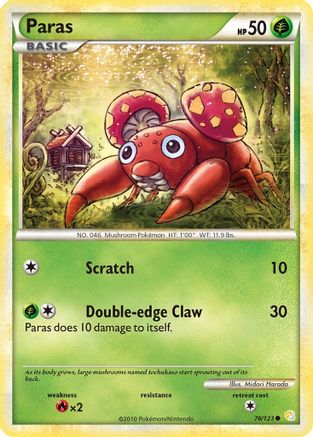 Paras 076 - Reverse Holofoil HeartGold SoulSilver - Common