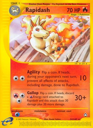 Rapidash - Reverse Holofoil Aquapolis - Rare