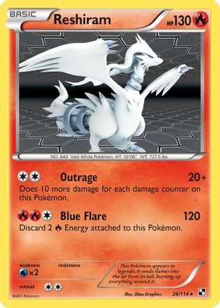 Reshiram 026/114 - Holofoil Black and White - Holo Rare