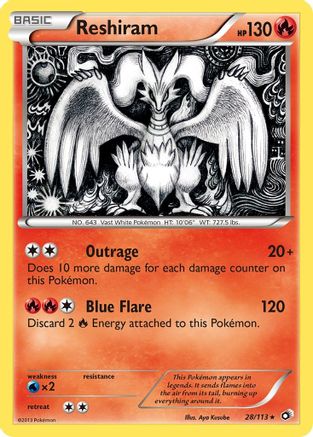 Reshiram 028 - Reverse Holofoil Legendary Treasures - Holo Rare