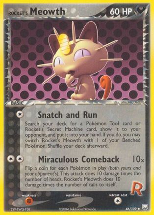 Rocket's Meowth 046 - Reverse Holofoil Team Rocket Returns - Uncommon