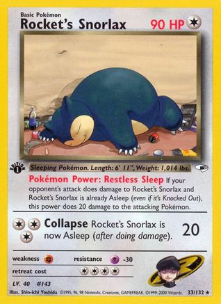 Rocket's Snorlax 033 - 1st Edition Gym Heroes - Rare