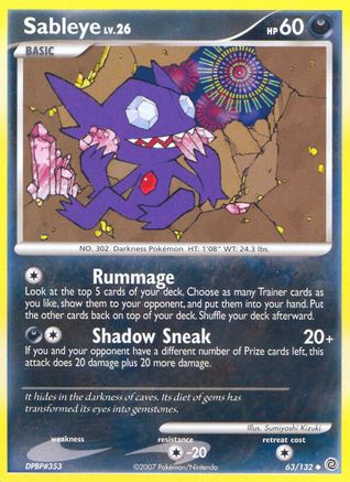 Sableye 063 - Reverse Holofoil Secret Wonders - Uncommon