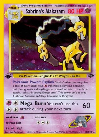 Sabrina's Alakazam 016 - 1st Edition Holofoil Gym Challenge - Holo Rare