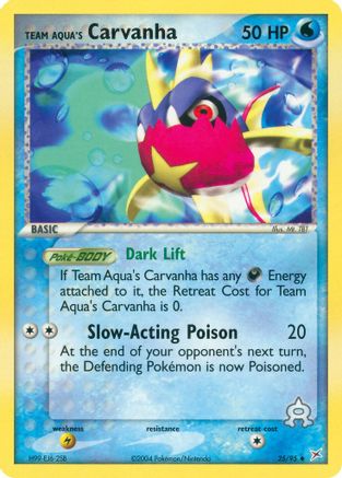 Team Aqua's Carvanha - 25/95/95 - Reverse Holofoil Team Magma vs Team Aqua - Uncommon