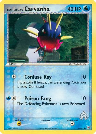 Team Aqua's Carvanha - 47/95/95 - Reverse Holofoil Team Magma vs Team Aqua - Common