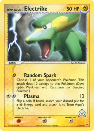 Team Aqua's Electrike - 27/95/95 - Reverse Holofoil Team Magma vs Team Aqua - Uncommon