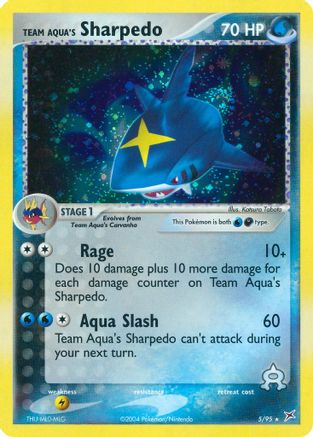 Team Aqua's Sharpedo - 5/95/95 - Reverse Holofoil Team Magma vs Team Aqua - Holo Rare