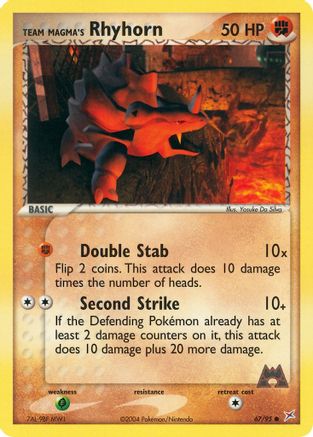 Team Magma's Rhyhorn - 67/95/95 - Reverse Holofoil Team Magma vs Team Aqua - Common