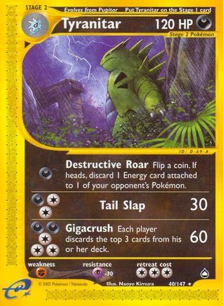 Tyranitar - Reverse Holofoil Aquapolis - Rare