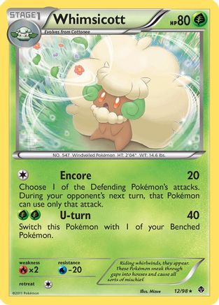 Whimsicott (12) - Reverse Holofoil Emerging Powers - Rare