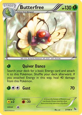 Butterfree 003 - Reverse Holofoil XY Flashfire - Rare