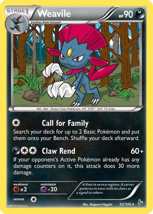 Weavile 052 - Reverse Holofoil XY Flashfire - Rare