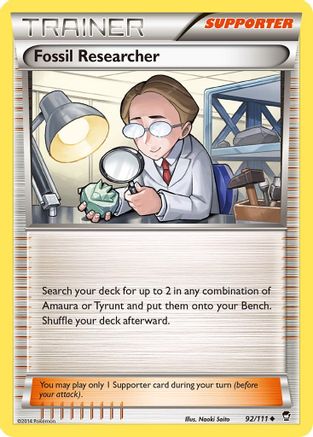 Fossil Researcher 092 - Reverse Holofoil XY Furious Fists - Uncommon