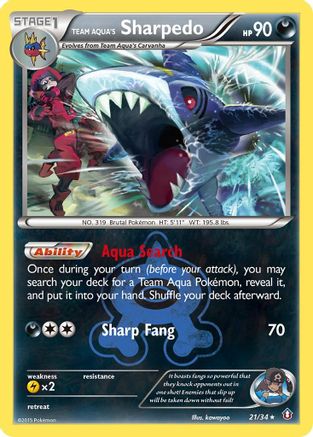 Team Aqua's Sharpedo 021 - Reverse Holofoil Double Crisis - Holo Rare