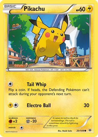 Pikachu 020 - Reverse Holofoil XY Roaring Skies - Common