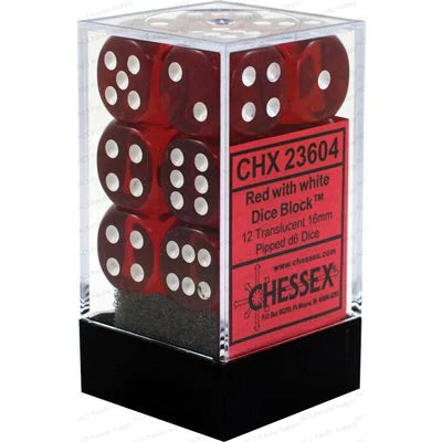 Chessex: Translucent Red/white 16mm 12d6
