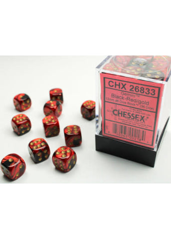 Chessex: Gemini 36d6 12mm Black-Red/Gold