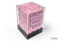 Opaque Pastel Pink/black 12mm d6 Dice Block (36 dice)