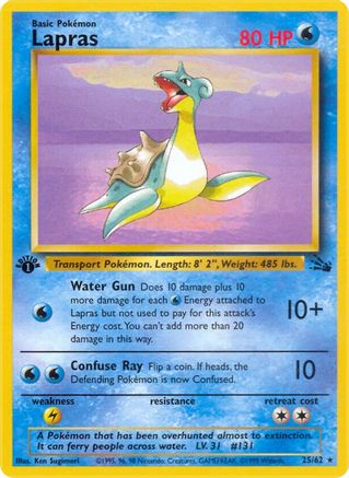 Lapras (25) (25) 025  - 1st Edition Fossil - Rare