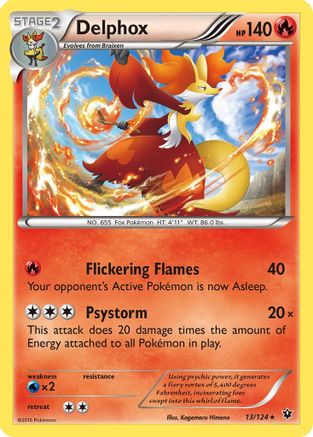 Delphox 013  - Reverse Holofoil XY  Fates Collide - Holo Rare